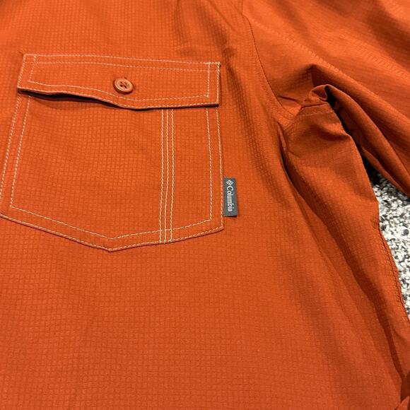 Columbia Omni-Shade Long Roll-up Sleeves Button Shirt, Size Medium, Dark Orange - Picture 6 of 7